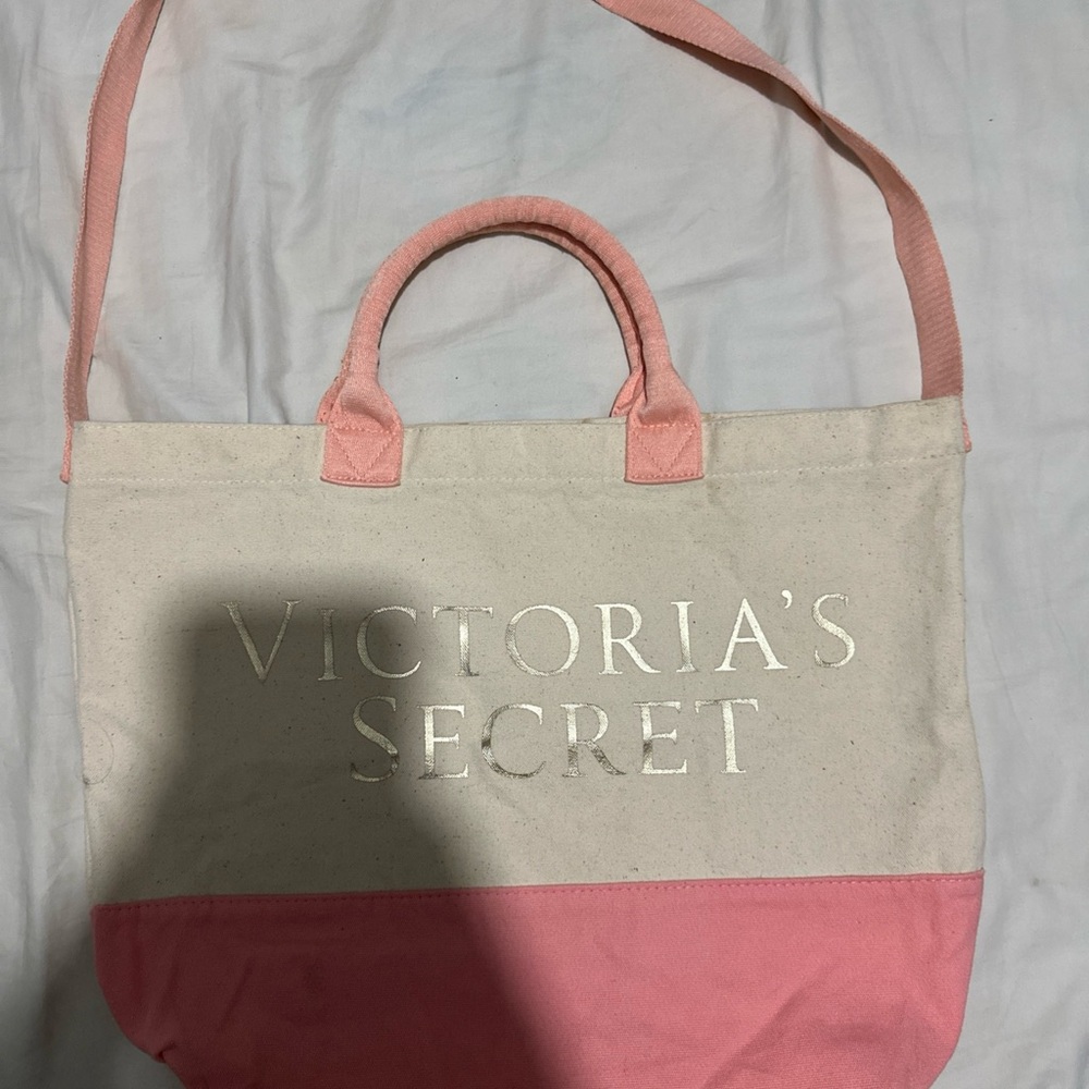 Victoria's Secret Pink and Cream Canvas Tote